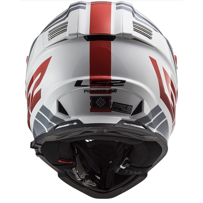 Enduro kask LS2 MX436 Pioneer EVO Evolve biało-szaro-czerwony