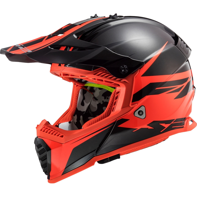 Motocrossowy kask LS2 MX437 Fast Evo Roar czarno-czerwony wyprzedaż