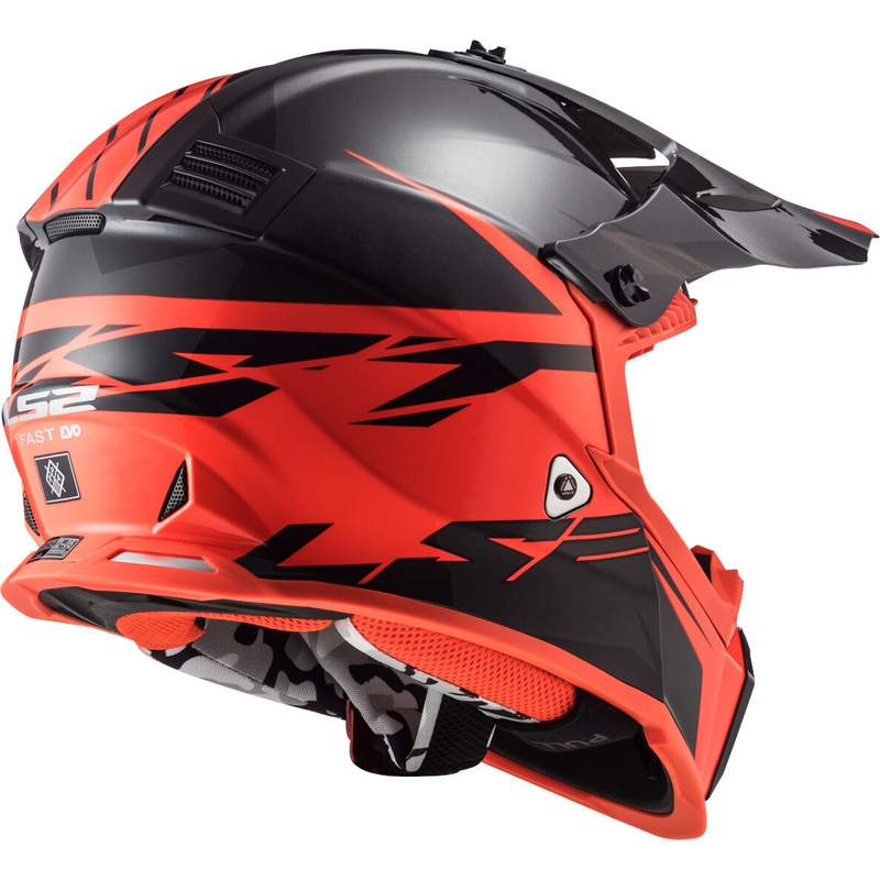 Motocrossowy kask LS2 MX437 Fast Evo Roar czarno-czerwony wyprzedaż