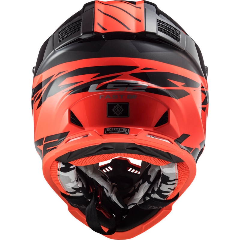 Motocrossowy kask LS2 MX437 Fast Evo Roar czarno-czerwony wyprzedaż