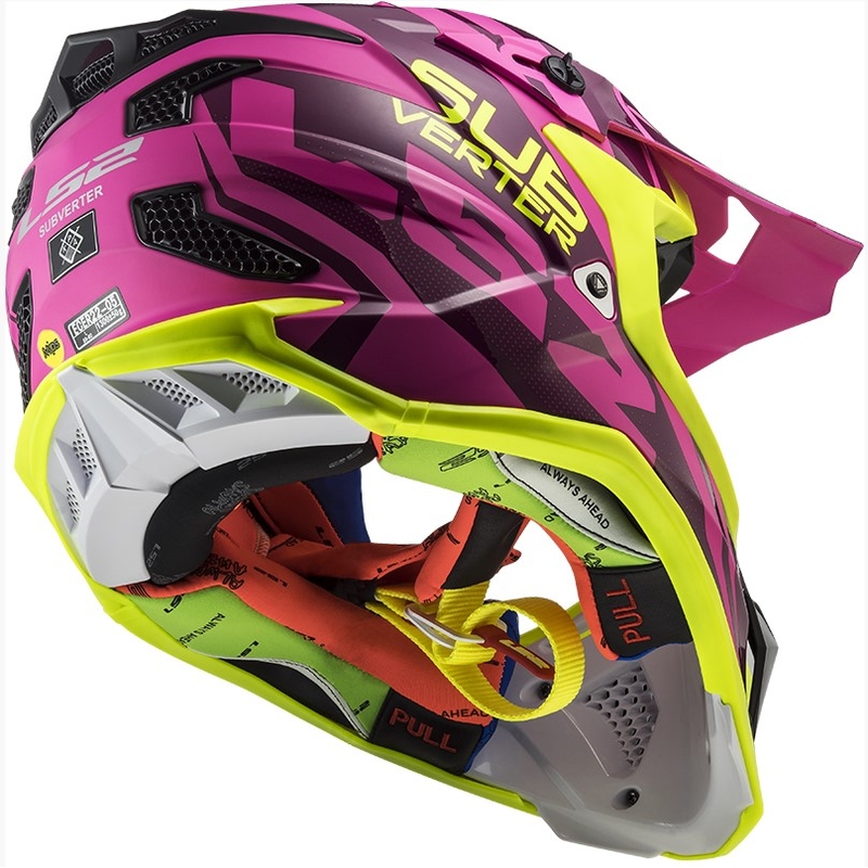 Motocrossowy kask LS2 MX470 Subverter Troop różowo-fluo żółty wyprzedaż