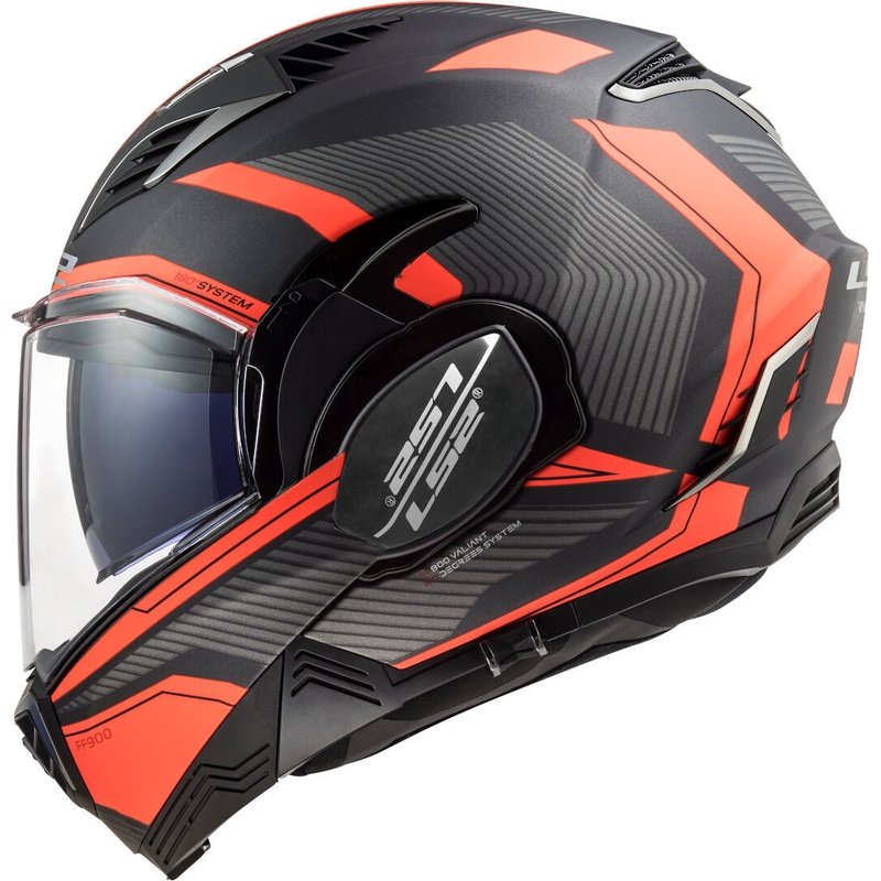 Kask z podnoszoną szczęką LS2 FF900 Valiant II Revo tytanowo-fluo pomarańczowy
