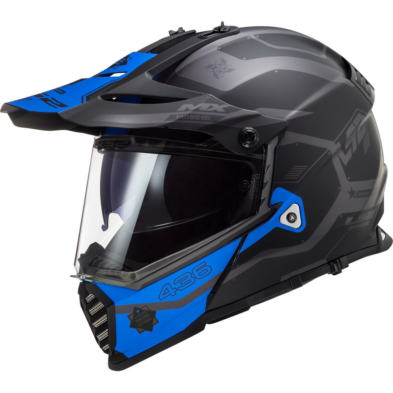 Enduro kask LS2 MX436 Pioneer EVO Cobra czarno-niebieski