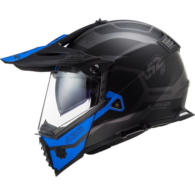 Enduro kask LS2 MX436 Pioneer EVO Cobra czarno-niebieski