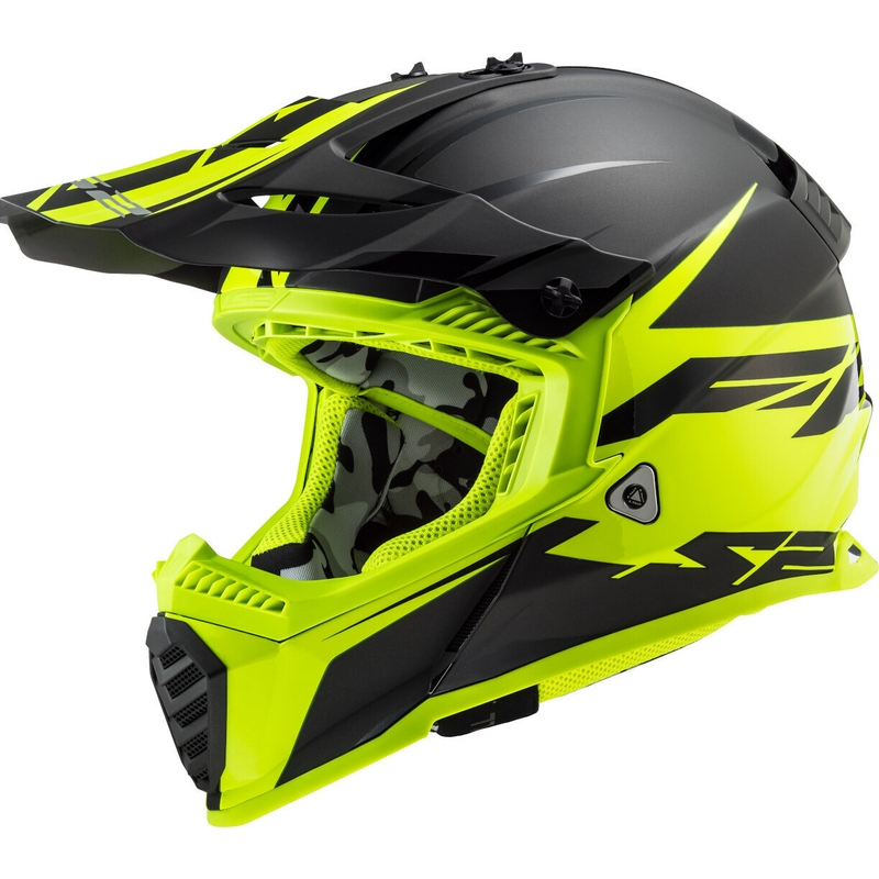 Motocrossowy kask LS2 MX437 Fast Evo Roar czarno-fluo żółty