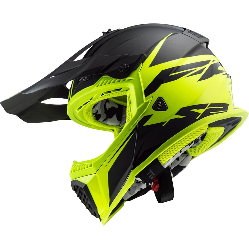 Motocrossowy kask LS2 MX437 Fast Evo Roar czarno-fluo żółty