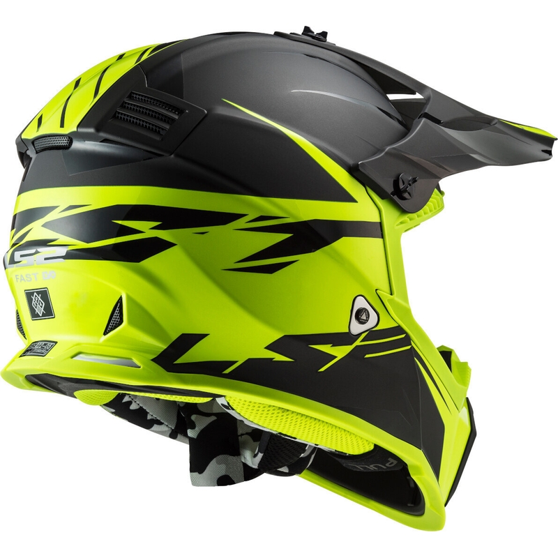Motocrossowy kask LS2 MX437 Fast Evo Roar czarno-fluo żółty