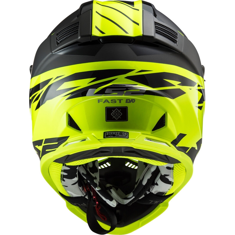 Motocrossowy kask LS2 MX437 Fast Evo Roar czarno-fluo żółty