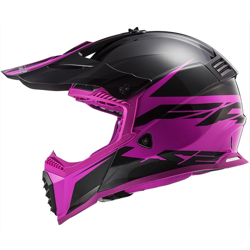 Motocrossowy kask LS2 MX437 Fast Evo Roar czarno-fioletowy
