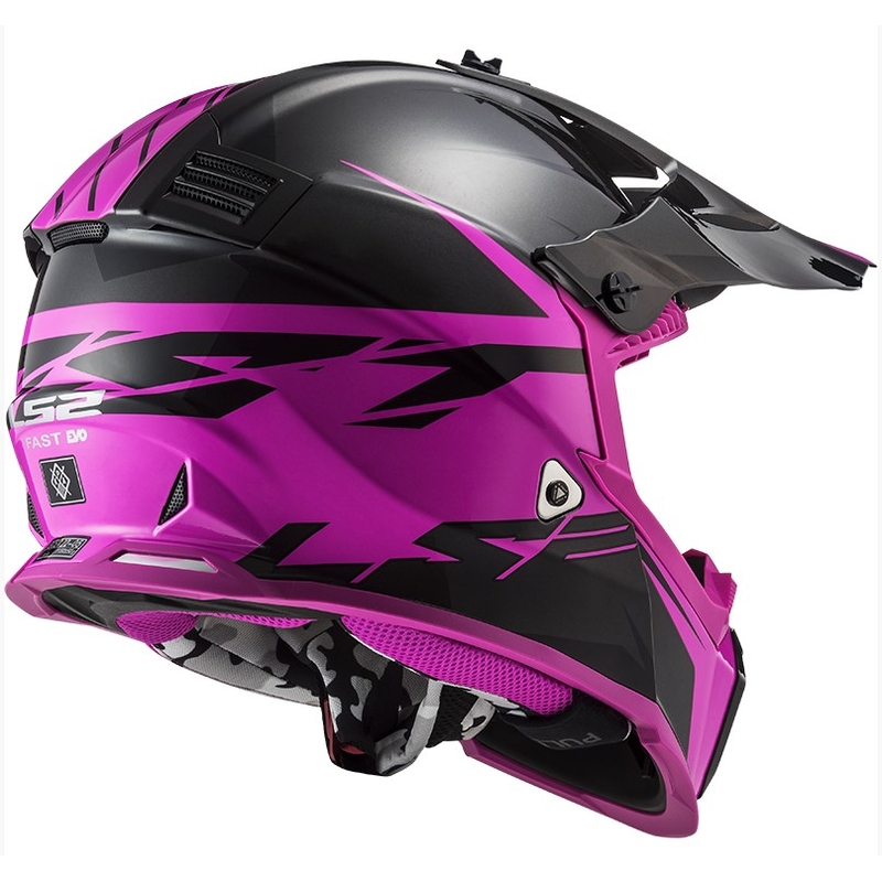 Motocrossowy kask LS2 MX437 Fast Evo Roar czarno-fioletowy