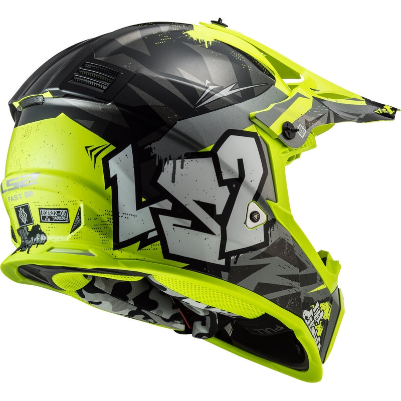 Dziecięcy kask motocrossowy LS2 MX437 Fast Evo Mini Crusher czarno-fluo żółty