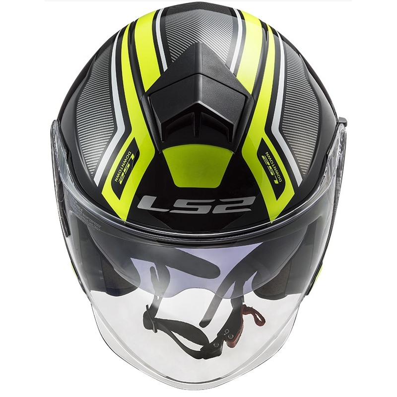 Otwarty kask motocyklowy LS2 OF573 Twister II Flix czano-fluo żółty