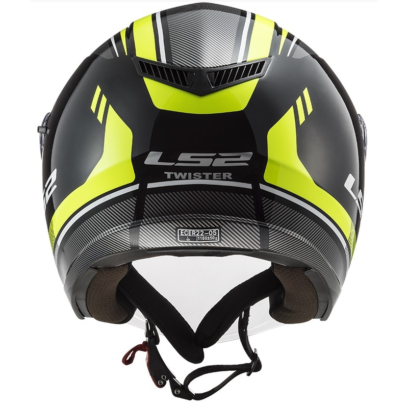 Otwarty kask motocyklowy LS2 OF573 Twister II Flix czano-fluo żółty