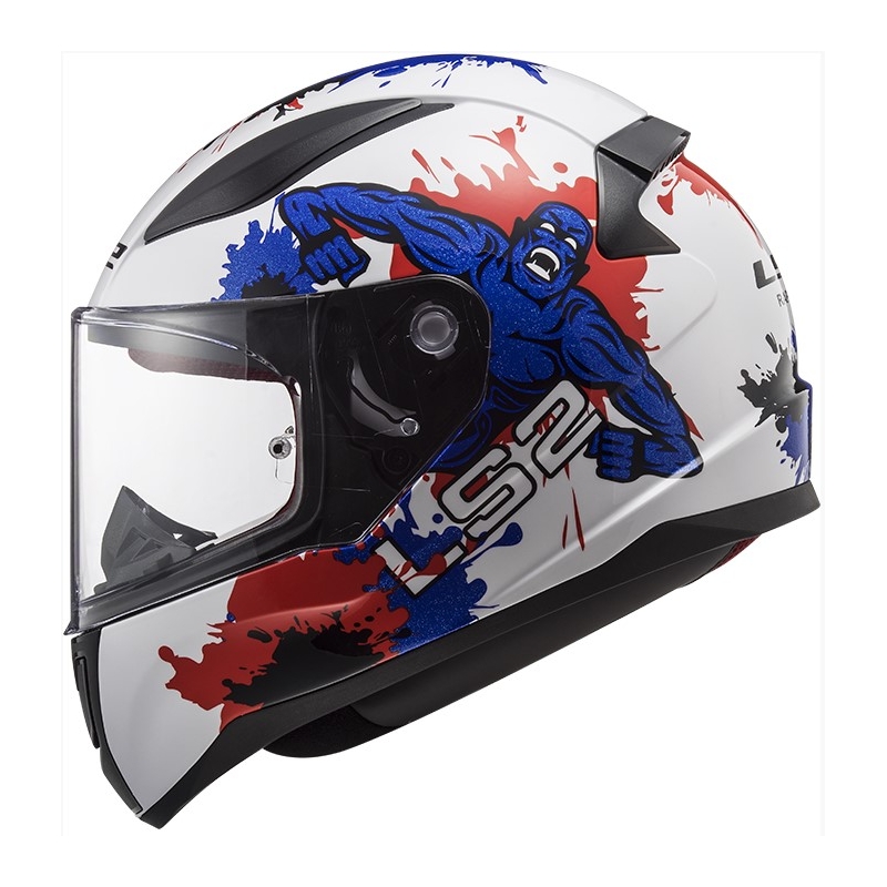 Dziecięcy integralny kask LS2 FF353 Rapid Mini Monster biało-niebiesko-czerwony wyprzedaż