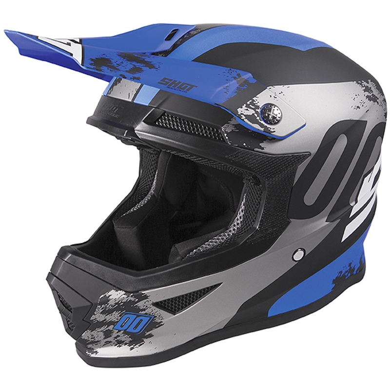 Motocrossowy kask Shot Furious Shadow czarno-szaro-niebieski wyprzedaż