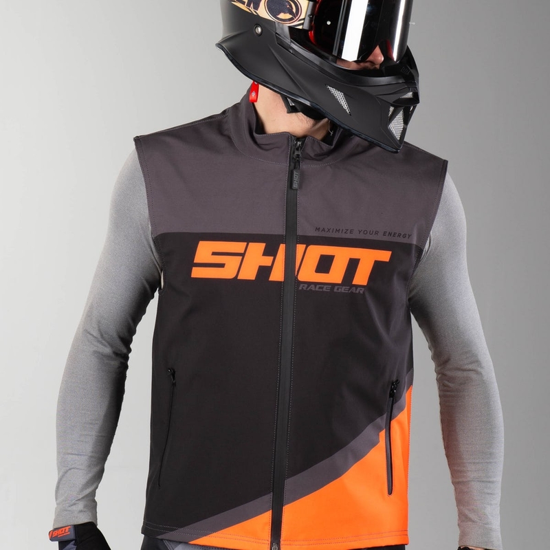 Kamizelka softshell Shot Lite czarno-szaro-fluo pomarańczowa wyprzedaż