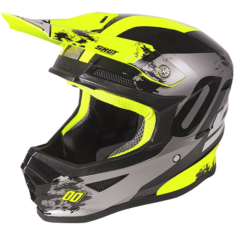 Dziecięcy kask motocrossowy Shot Furious Shadow czarno-szraro-fluo żółty