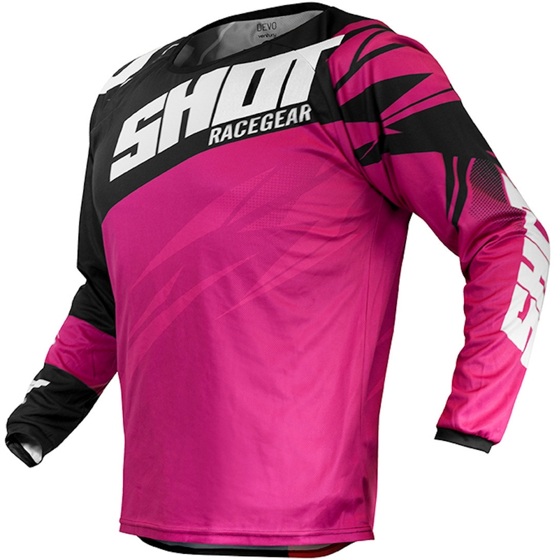 Dziecięca motocrossowa koszulka Shot Devo Ventury różowo-czarno-biała