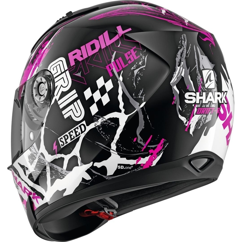 Integralny kask motocyklowy SHARK RIDILL 1.2 Drift-R czarno-biało-różowy