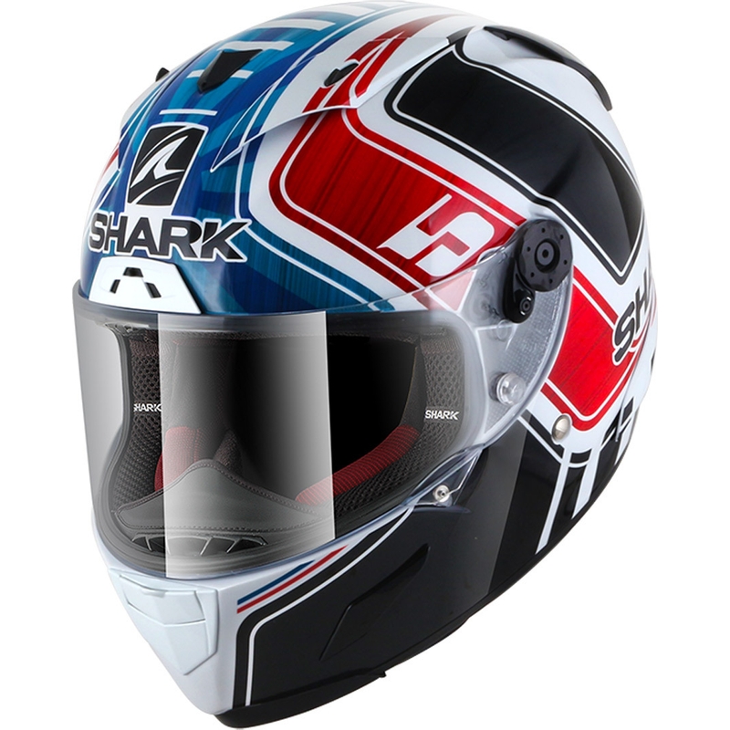 Integralny kask motocyklowy SHARK RACE-R PRO Zarco GP De France Replica czarno-biało-niebiesko-czerwony
