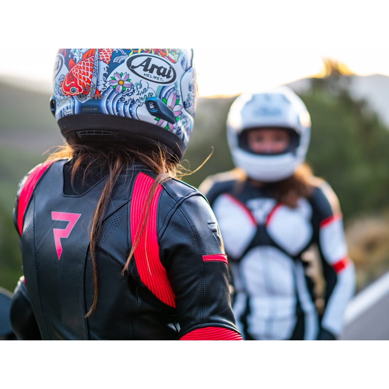Damska skórzana kurtka motocyklowa Rebelhorn Rebel czarno-różowa