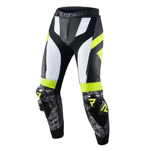 Skórzane spodnie motocyklowe Rebelhorn Rebel czarno-biało-fluo żółte wyprzedaż