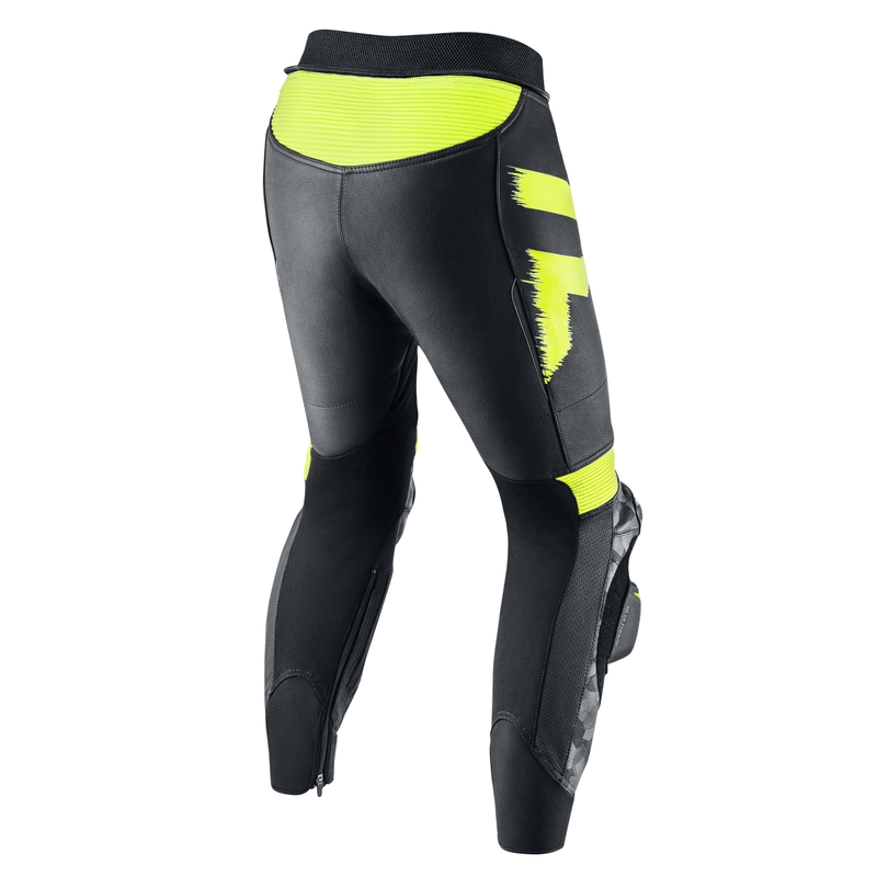 Skórzane spodnie motocyklowe Rebelhorn Rebel czarno-biało-fluo żółte wyprzedaż