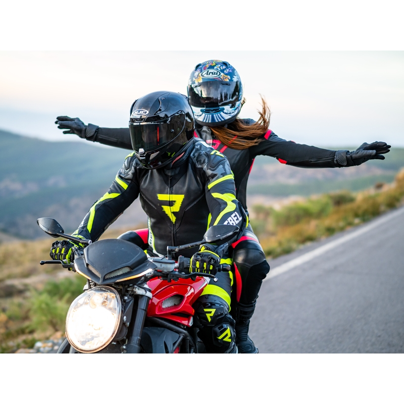 Kombinezon motocyklowy Rebelhorn Rebel czarno-biało-fluo żółty wyprzedaż
