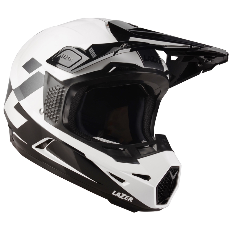 Motocrossowy kask Lazer X9 Iron biało-czarno-srebrny