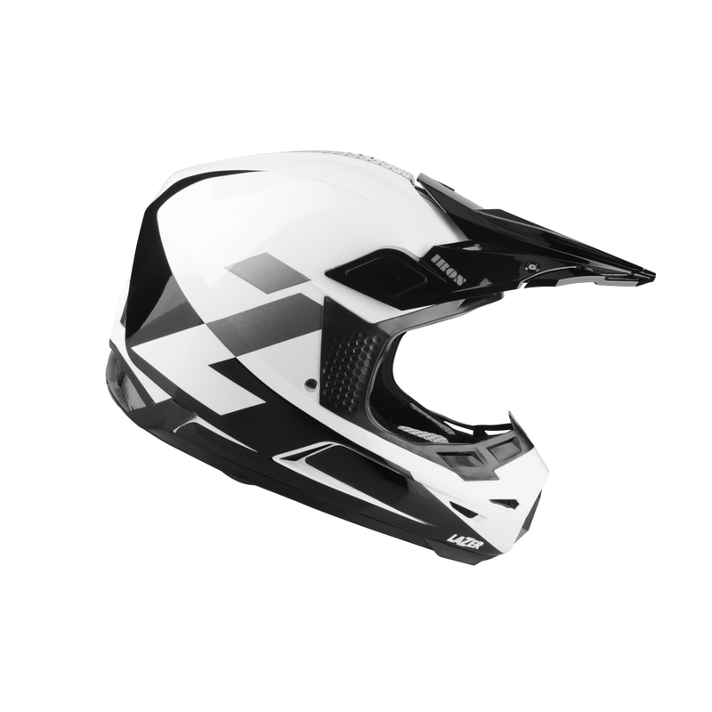 Motocrossowy kask Lazer X9 Iron biało-czarno-srebrny