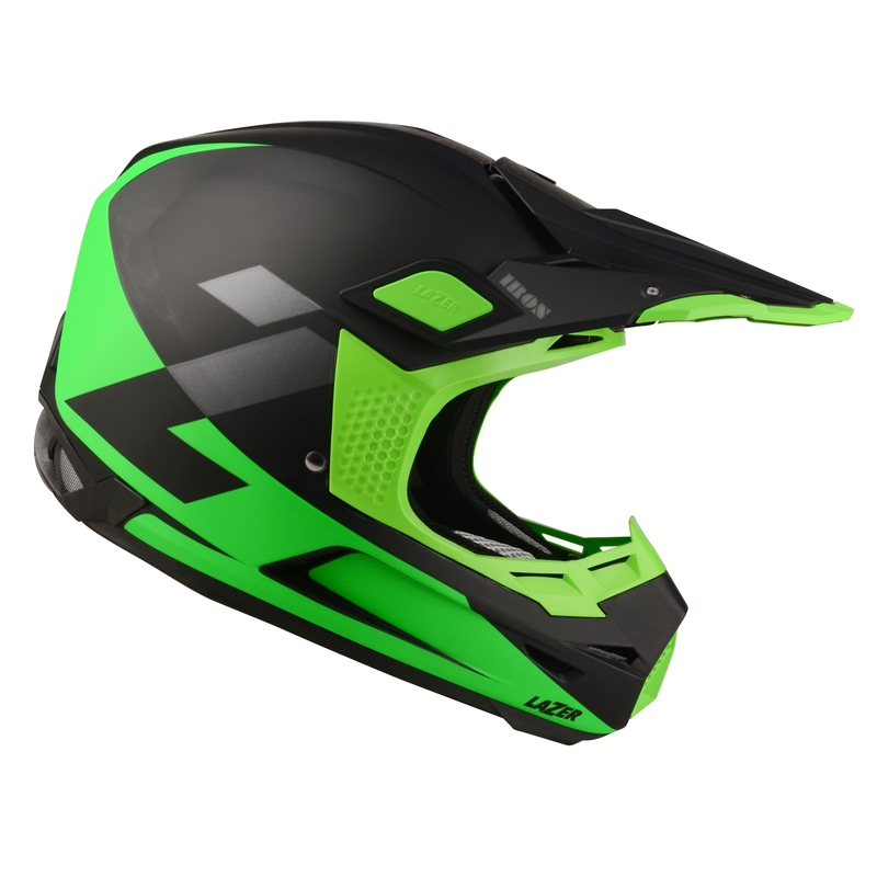 Motocrossowy kask Lazer X9 Iron czarno-fluo zielony