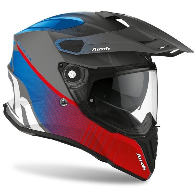 Enduro kask Airoh Commander Progress czarwono-niebiesko-szary 2021