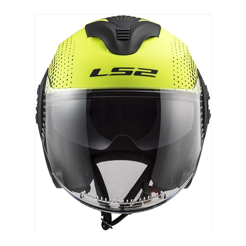 Otwarty kask motocyklowy LS2 OF570 Verso Spin czarno-fluo żółty