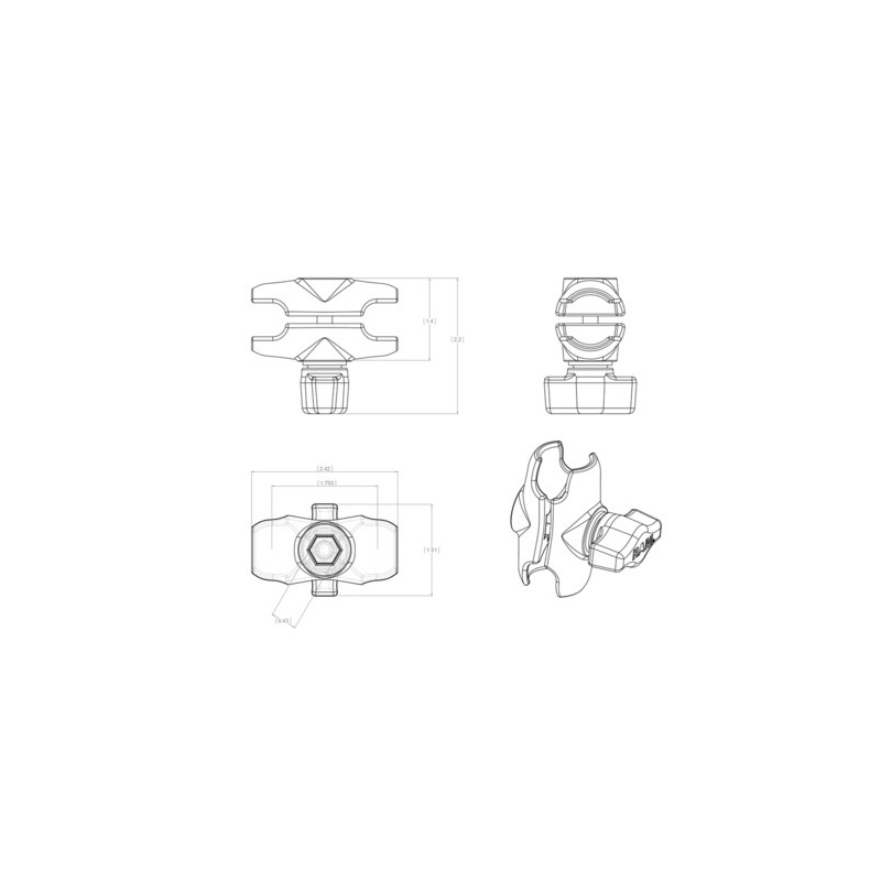 RAM Mounts dla 1" ball studs - 60 mm