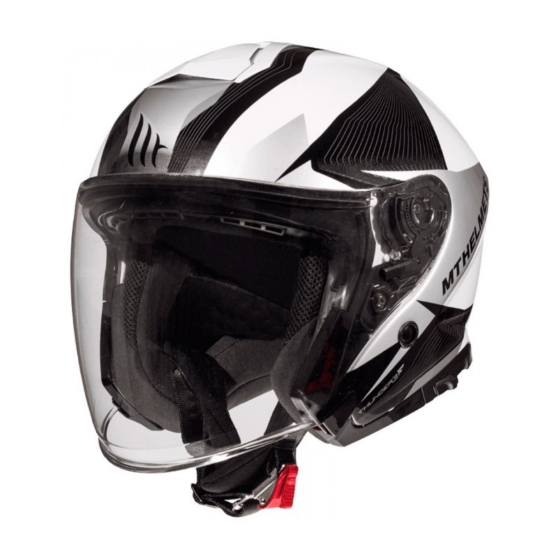 Otwarty kask motocyklowy MT Thunder 3 SV Wing czarno-biało-srebrny