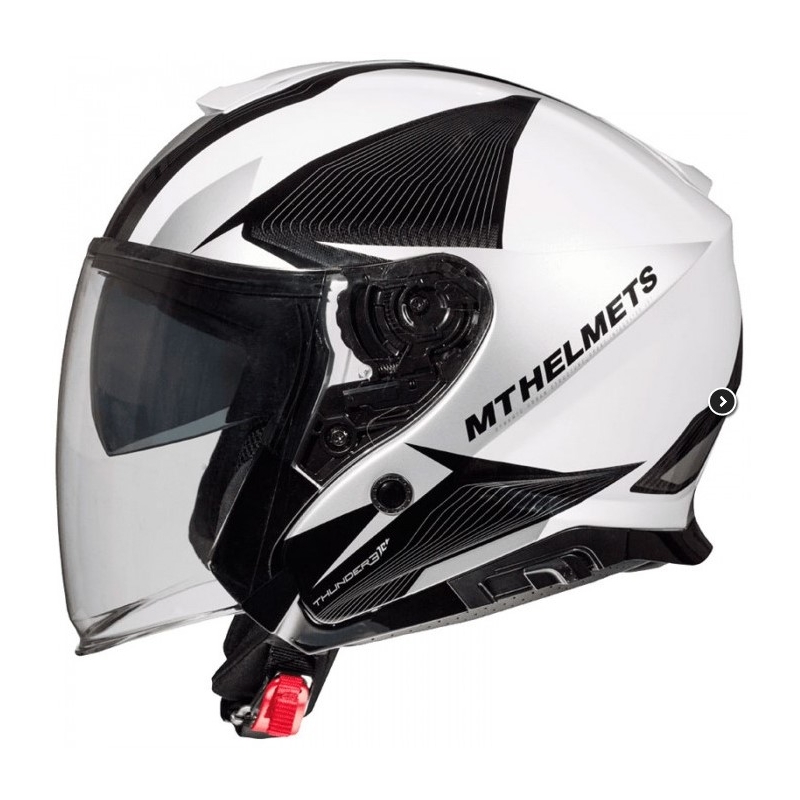 Otwarty kask motocyklowy MT Thunder 3 SV Wing czarno-biało-srebrny