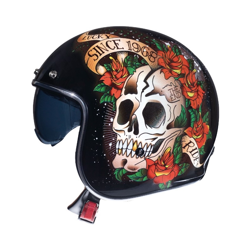 Otwarty kask motocyklowy MT LeMans 2 SV SKULL&ROSES czarno-czerwony