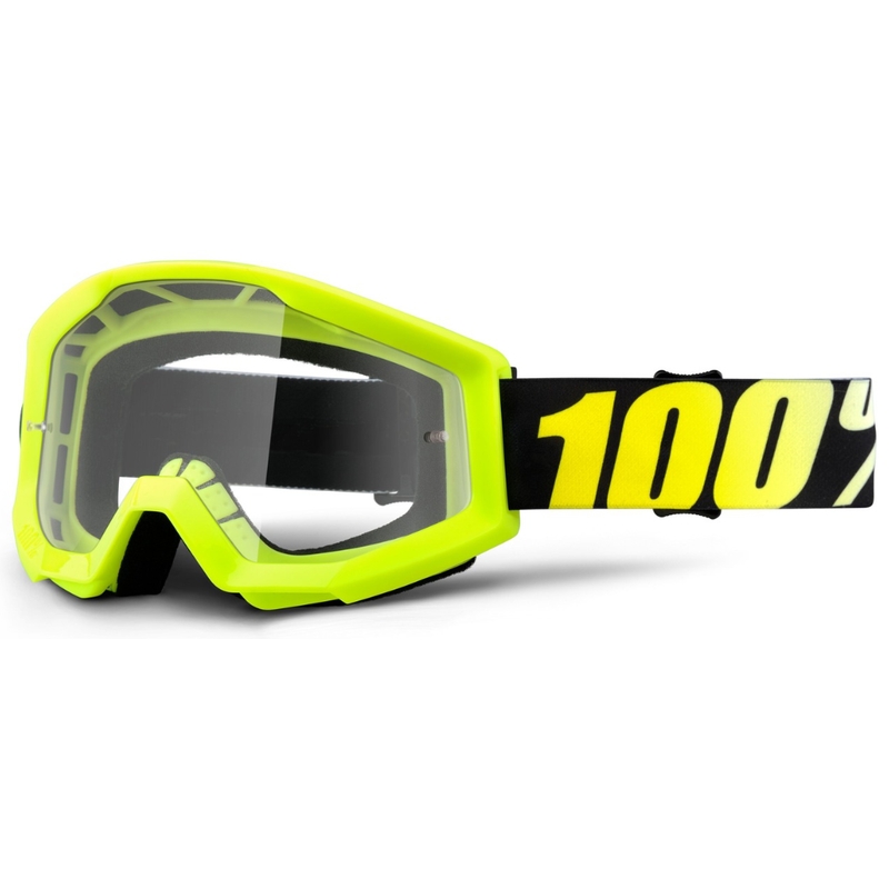 Gogle 100% Strata czarno-fluo żółte (przezroczysta szyba)
