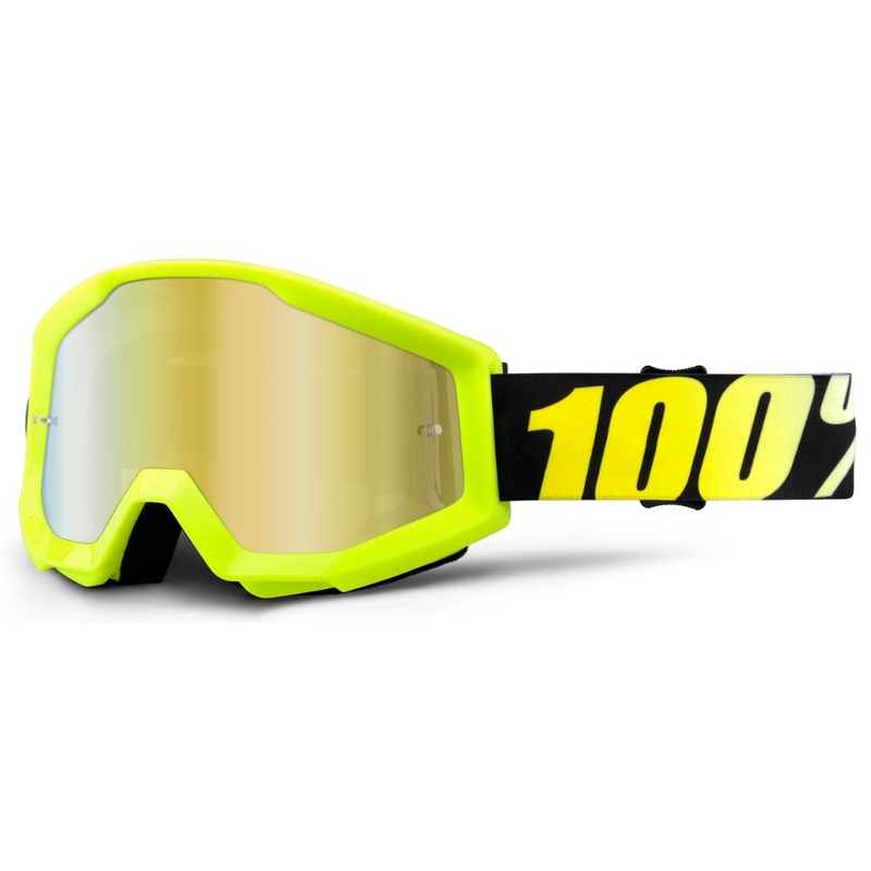 Dziecięce gogle 100% Strata czarno-fluo żółte (złota chrom szyba)