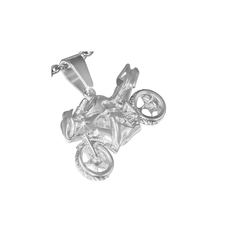 Wisiorek ze stali nierdzewnej srebrny motocykl Sport