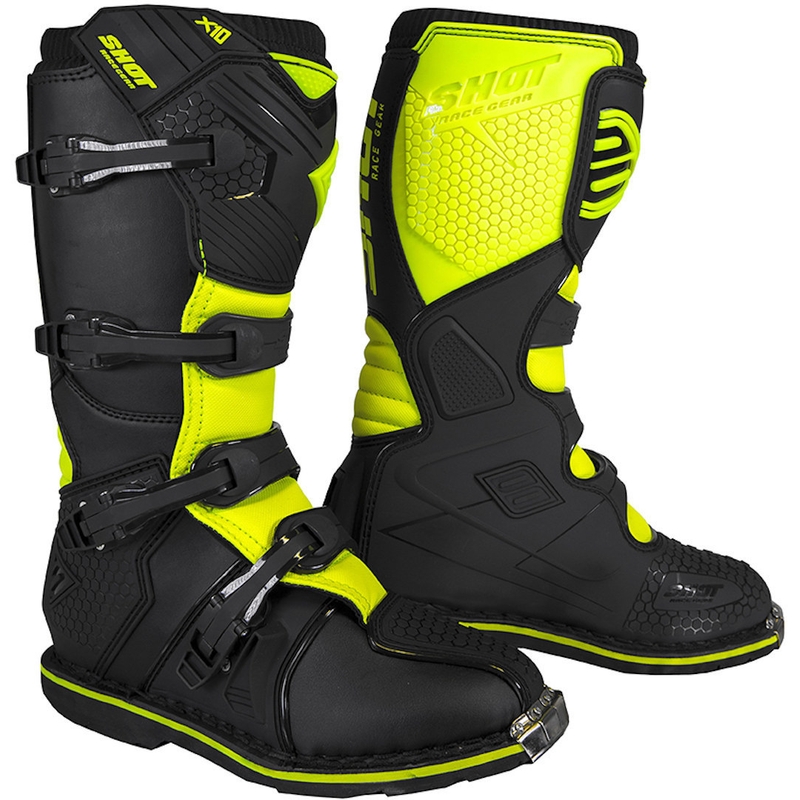 Buty motocyklowe Shot X10 2.0 czarno-fluo żółte wyprzedaż