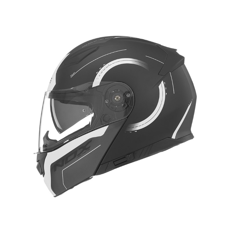 Szczękowy kask motocyklowy NOX N965 Peak czarno-biały