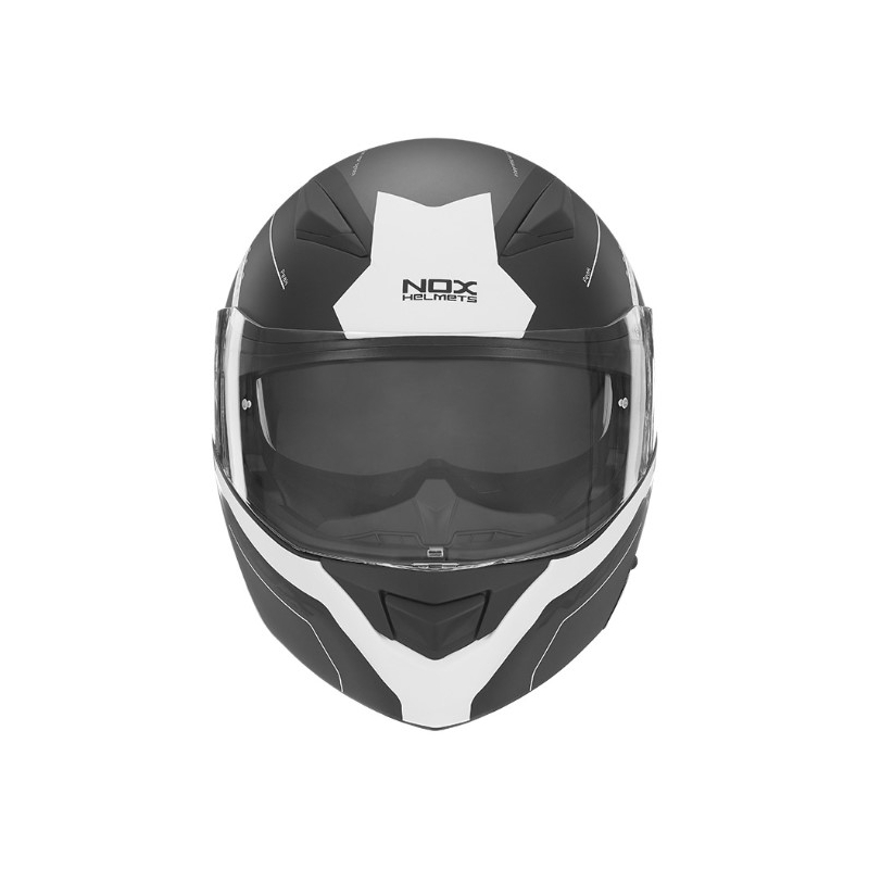 Szczękowy kask motocyklowy NOX N965 Peak czarno-biały