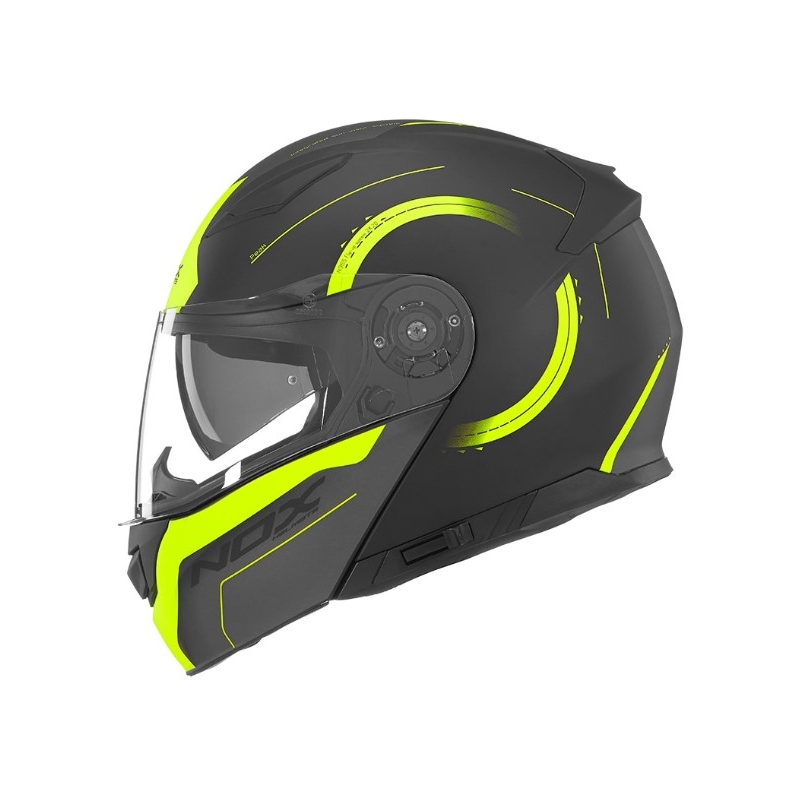 Szczękowy kask motocyklowy NOX N965 Peak czarno-żółty wyprzedaż