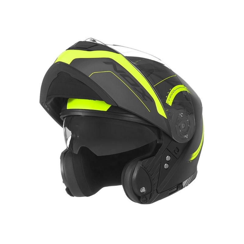 Szczękowy kask motocyklowy NOX N965 Peak czarno-żółty wyprzedaż