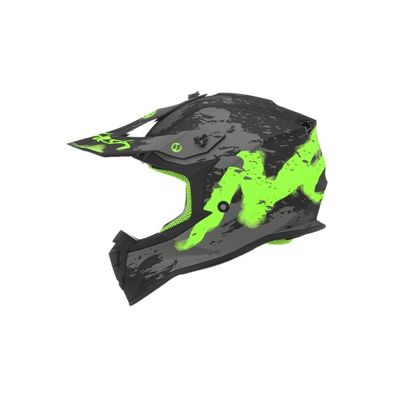 Dziecięcy kask motocrossowy NOX N632K Trash czarno-szaro-zielony wyprzedaż