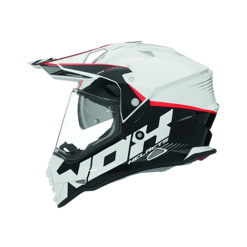 Enduro kask NOX N312 Crow biało-czarno-czerwony