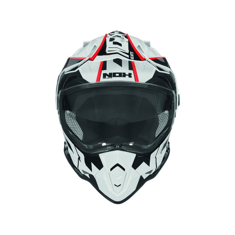 Enduro kask NOX N312 Crow biało-czarno-czerwony