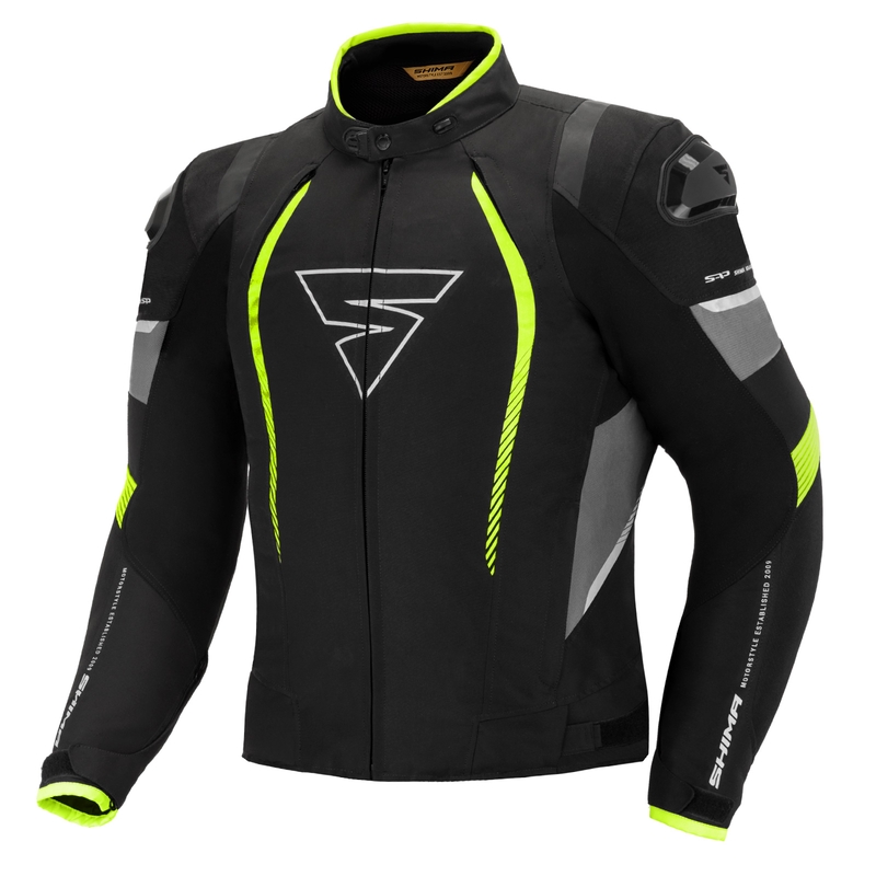 Kurtka motocyklowa Shima Solid Pro czarno-szaro-fluo żółta