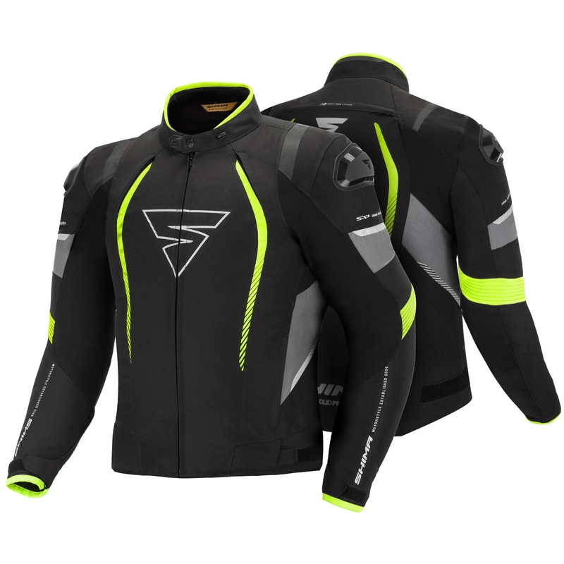 Kurtka motocyklowa Shima Solid Pro czarno-szaro-fluo żółta